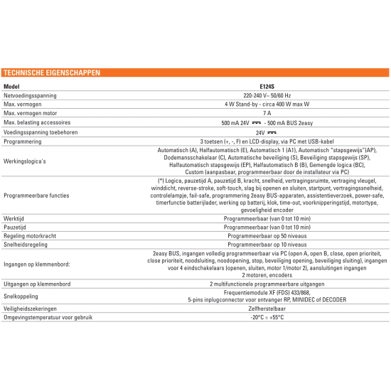 F790284 - E124 sturing incl. huizing FAAC F790284 - E124 sturing incl. huizing FAAC