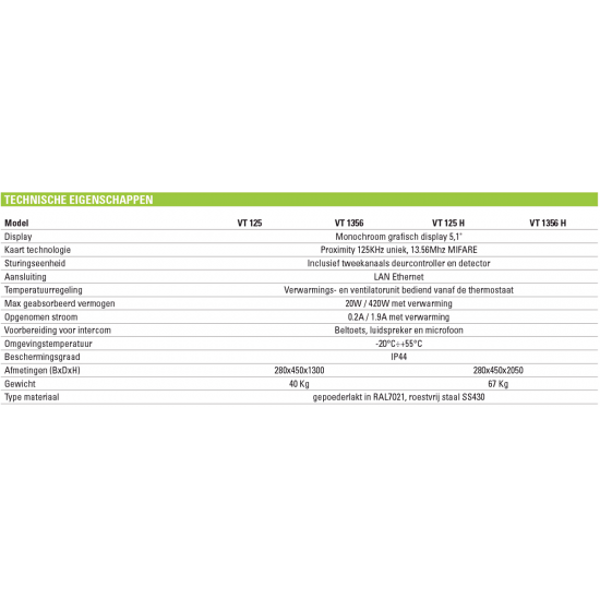 VT 1356 H DUBBELE HOOGTE LEZERKOLOM 13,56 VT 1356 H DUBBELE HOOGTE LEZERKOLOM 13,56