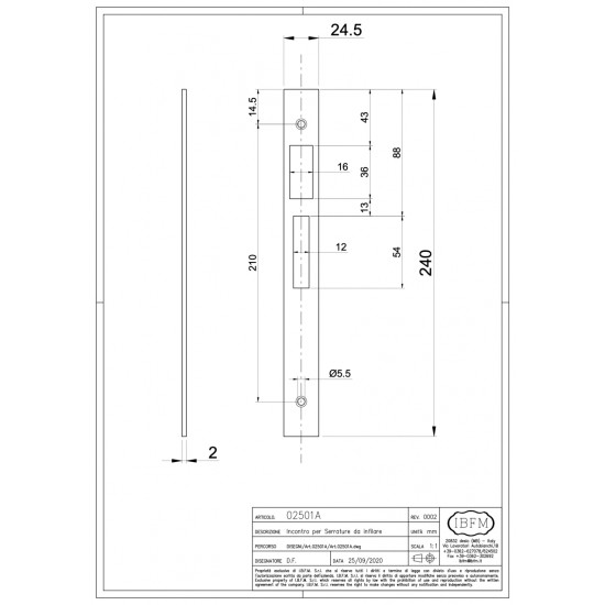 Sluitplaat verzinkt tbv PC85 haaksloten